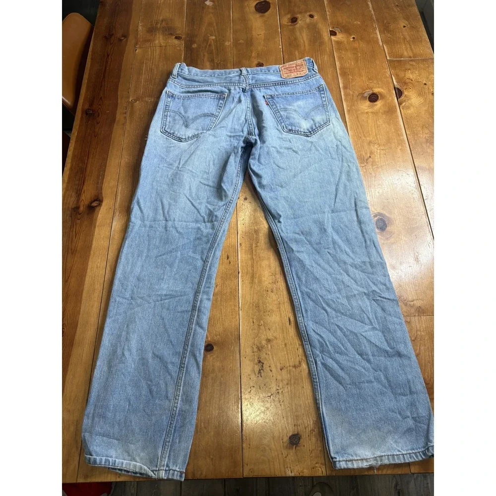 Levi's 505 Regular Fit Men's Jeans W34 L32 Light Wash 100% Cotton Distressed